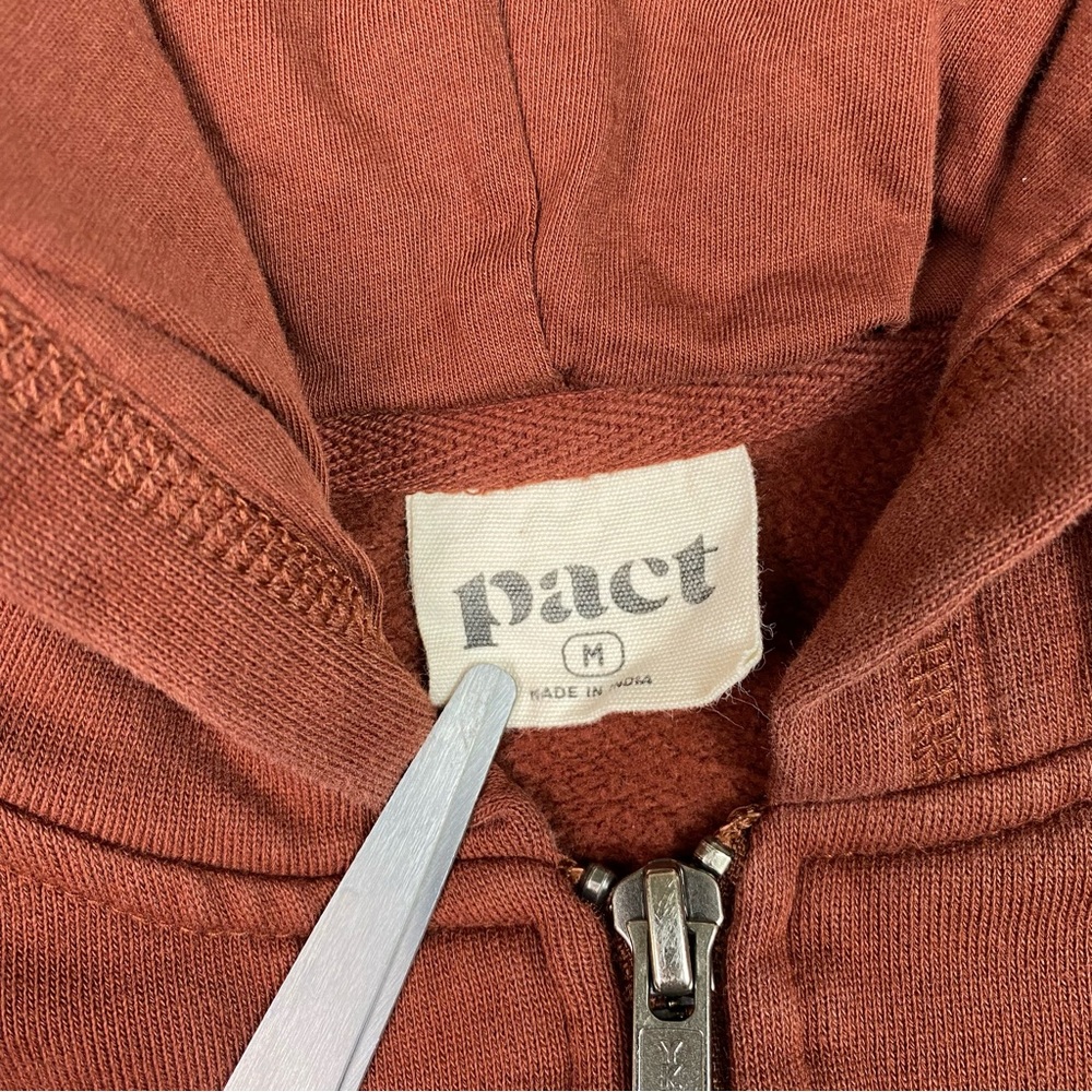 Pact Organic Cotton Hoodie Men's Size M Full Zip Sweatshirt Brick Color Medium * - Picture 3 of 15